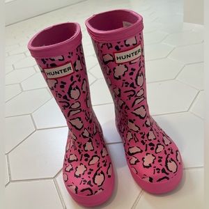 Toddler Hunter Rainboots. Pink leopard print.